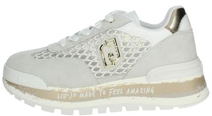 Liu Jo Amazing 23, Sneakers Platform in Rete Lurex da Donna (White Light Gold, 39)