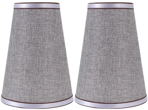 Hemobllo 2 Pièces Abat-jour Gris Pour Lampe De Bureau Blanche - Décor Méson Pour Le Bureau - Remplacement Applique Murale - Ampoule E14 Chiffon Miniature