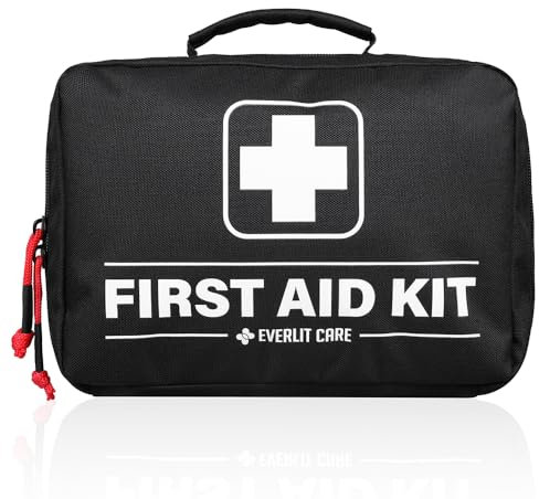 Everlit Care Home Medic Kit | 380-teiliges Erste-Hilfe-Zubehör Allzweck-Set für Schnitte, Schrammen, Verbrennungen, Notfallvorsorge | für Zuhause, Büro, Auto, Reisen, Camping, Outdoor (schwarz)