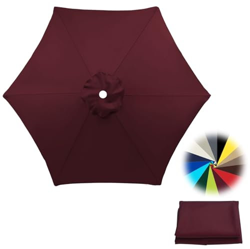 Auvent de Rechange pour Parasol de Patio,Toile de Rechange avec 6 Baleines,Housse de Rechange pour Parasol de Table de marché,Toile de Parasol de Jardin 2/2.7/3.0 m(Couleur:Rouge foncé,Taille:2m)