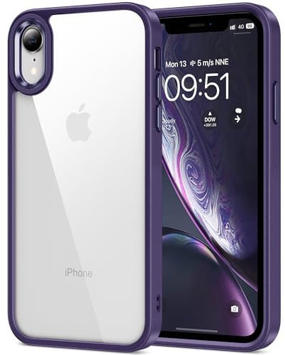 HOOMIL Cover per iPhone XR 6,1 Pollici, Custodia Anti-Ingiallimento, Antiurto e Anti-Graffi, Retro Rigida Trasparente - Viola