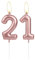 Sparkling Light Rose Gold 21st Birthday Number Candle, Rose Gold Number 21 Cake Candle, Birthday Cake Topper Cupcake Girl Boy, Wedding Anniversary Decoration