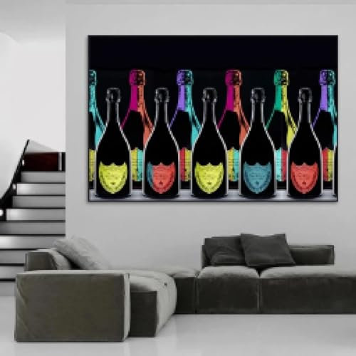 CHAOJIART Champagne Bottle Wall Art Canvas Painting Home Wall Decor Champagne Party Poster and Print Canvas Picture Pop Style Murals 40x60cm Frameless