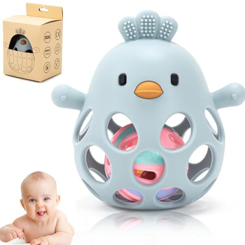 Beißspielzeug, Zahnungshilfe Beißring für Kühlend Baby Zahnen Nursing - Sinnes und Kauentwicklung Greifspielzeug 3 Monate (Blue)