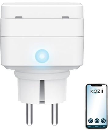 KOZii, Prise Connectée IP44 Extérieure - Suivi Consommation et Production d’énergie, Création de scénarios, Contrôle à Distance