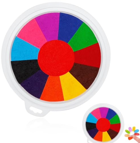WeddHuis Almohadilla para Sellos de 12 Colores Huellas Dactilares Tinta para sellos no tóxica y lavable para niños, para bricolaje, fiestas de cumpleaños infantiles y pintura en tela (de colores)