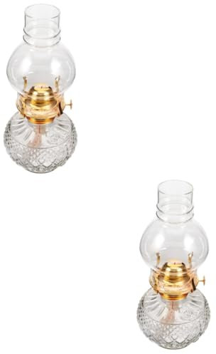 PRETYZOOM 2St Kerosin küchenwage kindeküche tischhalterung Lampe tischlamp Schreibtisch tageslichtlampe ADO Laterne Tischpetroleumlampe Retro-Petroleumlampe Öllampe aus Glas Metall