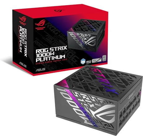 ASUS ROG Strix 1000W Platinum (Fully Modular Power Supply, 80 Plus Platinum Certified, ATX 3.1, Cybenetics Lambda A+, GaN MOSFET, GPU-First Intelligent Voltage Stabilizer, 10-Year Warranty)