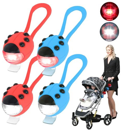 Sporgo 4 piezas luz LED para cochecito de bebé: luz impermeable para cochecito de bebé, luces LED de silicona, luz multiusos para niños para todos los cochecitos, iluminación del cochecito