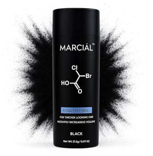 MARCIAL Premium Hair Fibres (BLACK) Hair Powder, Hair Texture Powder, Thickening Product for Thinning Hair Men Women 27.5g