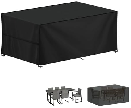 LAMUNI Large Garden Furniture Covers, 190x90x80cm Outdoor Garden Furniture Set Cover, 420D Oxford Patio Table Covers Waterproof Patio Furniture Covers for Outside Chair and Table Rattan Sofa Cover