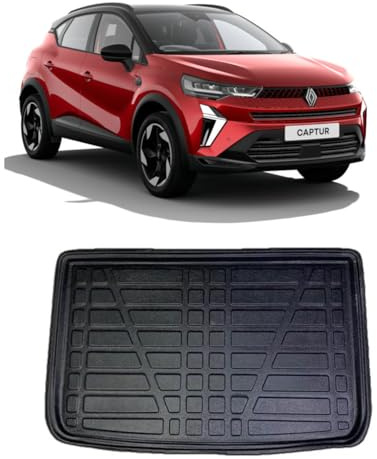 LAS Boot Liner for RENAULT CAPTUR 2020 ONWARDS Recyclable Plastic (TPE) Tailored Fit Car Floor Mat Protector Guard Tray Black Custom Fitted Dog Friendly Waterproof with Raised Edges