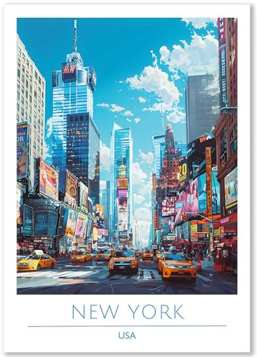 Happymotive – New York Poster Deko Schlafzimmer | Wanddeko & Wandbilder Wohnzimmer | Aesthetic Room Decor | Bilder & Kunstdrucke in A2 40x60, A3 30x40, A4 20x30 300g Papier ohne Rahmen