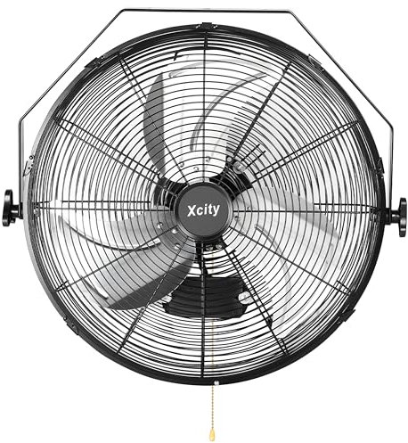 Xcity 18 Inch Metal Wall Mounted Fan, Max 4200 CFM High Velocity Industrial Fan with 3 Speeds & 360°Adjustable Tilt for Warehouse, Workshop, Greenhouse, Commercial