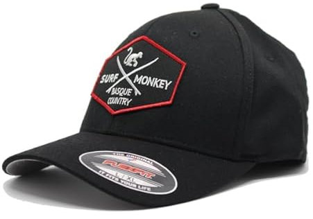 Surf Monkey Herren-Baseballkappe - elastische Passform | Größen S/M - L/XL, Schwarz , L/XL
