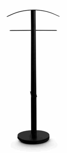 möbelando Herrendiener >Tobi< aus Metall, schwarz, 113 cm hoch, Hosen- und Bügelhalter, platzsparend, für Ankleidezimmer, Schlafzimmer, Flur, 45 cm breit, zerlegt, einfach zu montieren
