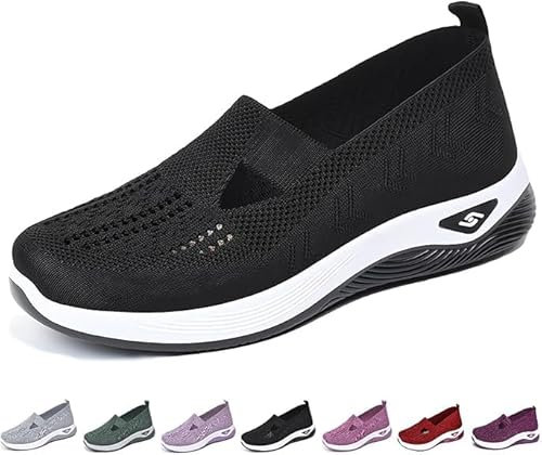 Zapatillas Ortopédicas Mujer Ligeros Transpirables Malla Zapatillas de Deporte Verano Antideslizantes sin Cordones Caminar Zapatos Comodos Plataforma Zapatos para Mujer