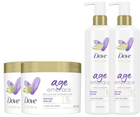 Dove Body Love Age Embrace Duo - 2 Pack with Peptide Cleanser & Shower Butter, Daily Skincare Essentials to Revitalise, Smooth & Strengthen Skin for a Youthful-Looking Appearance