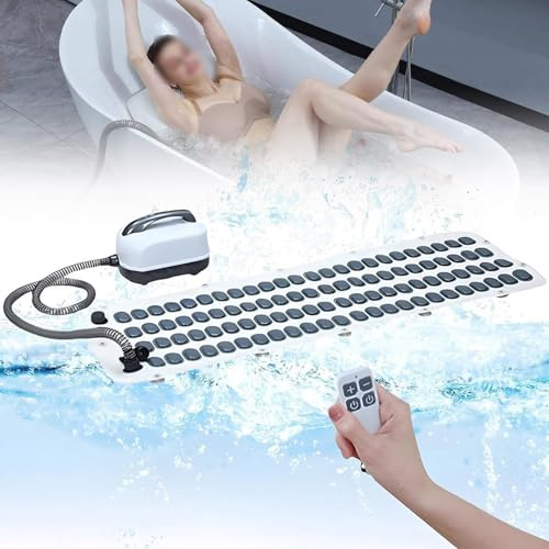Bath Mat, Non-slip Hot Tub Massage Mat, Portable Spa Bubble Bath Massager with 6 Gear Adjustment