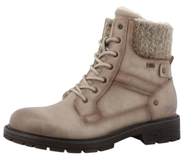 MUSTANG Side Zip Low Heel Womens Ankle Boots in Off White - 6.5 UK