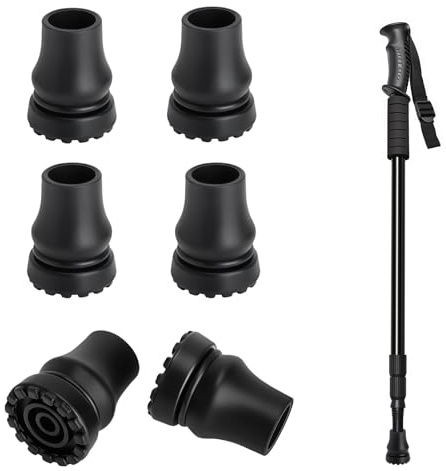 6 Stück Krücken Gummi Gummipuffer Gehstock Gummipuffer 19mm rutschfest Krücken Zubehör Ersatzfüße für Wanderstöcke Senioren Gehstöcke, Schwarz