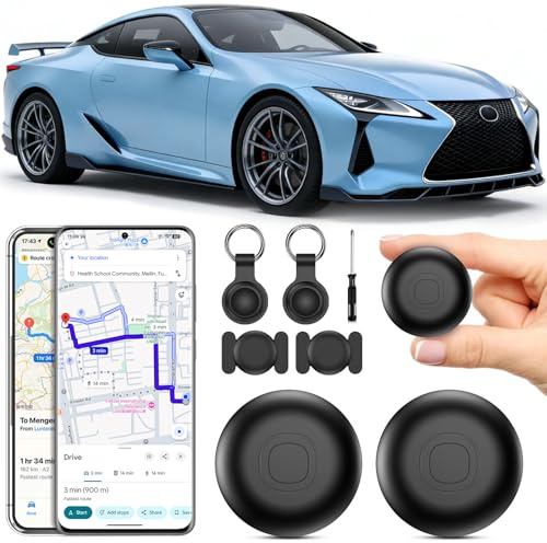 Air Tracker Android, 2er GPS-Tracker für Android & iOS, Auto GPS Tracker Echtzeit Tracker Tags Globale Abdeckung Verstecktes Ortungsgerät Keine monatliche Gebühr oder Abonnement für Autos, Fahrräder