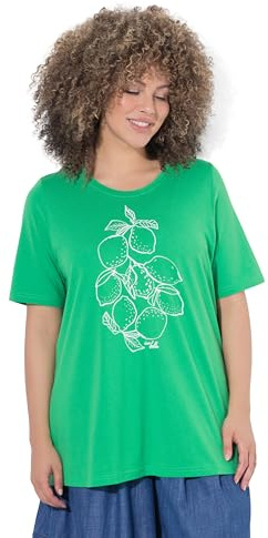 Ulla Popken Damen große Größen Übergrößen Plus Size T-Shirt, Zitrone, A-Linie, Rundhals, Halbarm, Modalmix grasgrün 42+ 847929447-42+