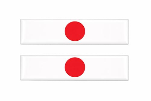 3D Japan Flaggen Aufkleber Gel Sticker Set 2 Stück – Japanische Länderflagge Emblem Selbstklebend für Auto Motorrad Helm Laptop Koffer – Wetterfest UV-Beständig – 6 x 1 cm