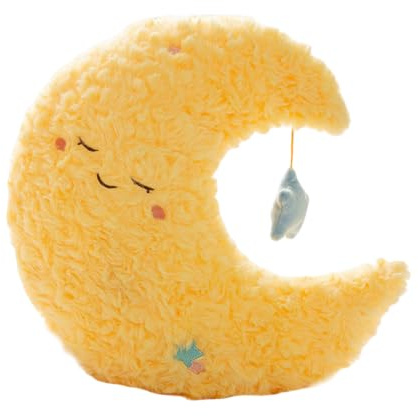 TROYSINC Sonne Mond Wolke Kuschelkissen, Kreative Regenbogen Stern Sofakissen,Weiches Dekokissen Aesthetic Plüschkissen für Kinderzimmer & Geschenk (Mond)