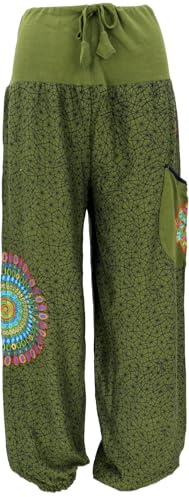 Weite Pluderhose mit breitem Bund und Mandalastickerei, schokobraun | Baumwolle, elastischer Bund, Kordelband, farbenfrohe Stickereien, Orient Style, loose Passform, bequeme Damenhose.