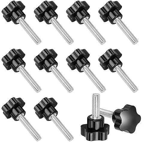 HSeaMall 10 Stück Sterngriffschraube M8x40mm Sternkopfschraube Möbelgriff Rändelschraube Schwarz für Werkzeugmaschinen, Mechanische Geräte