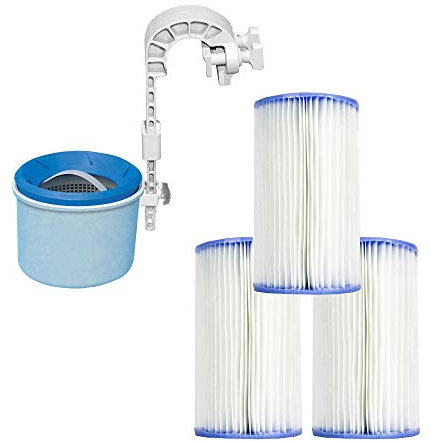 Intex Wall Mount Automatic Pool Surface Skimmer & Filter Cartridge (3 Pack)