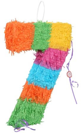 Fax Potato Nummer 7 Pinata aus Pappe - Füllen Sie Ihre eigene große Party-Accessoire-Dekoration für Kinder - B 35 cm x T 7,5 cm x H 50 cm