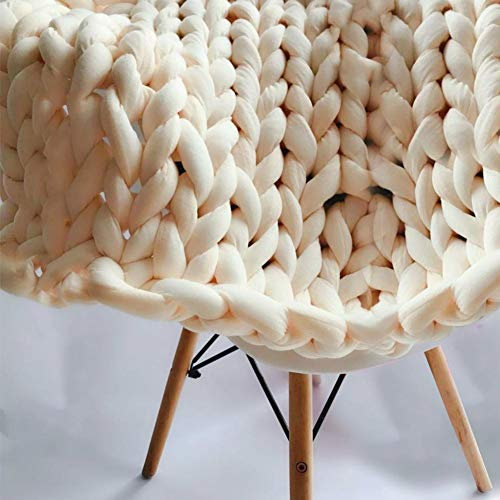 Sperriges Strickgarn, weiches Kerngarn - Super Chunky Garn Sperriges Vorgarn für Armstricken, Häkeln Filzen, Teppiche Decke und Handwerk (Creme)
