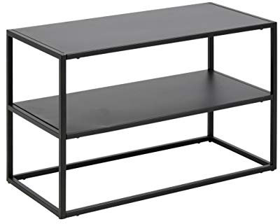 AC Design Furniture Nino Schuhregal mit Ablage, Schuhschrank schwarz, Schuhregal schmal, Schuhständer aus Metall, B: 70 x H: 45,5 x T: 33 cm, 1 Stk.