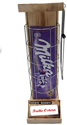 Schokolade Ostern Geschenke Kinder - Geschenk für Männer Frauen - Milka Alpenmilch - Eiserne Reserve Gitter mit Säge - Geschenke Set für Männer Frauen -r- Frohe Ostern