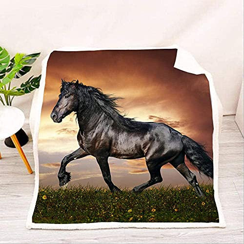 ACTMSY Fleecedecke Kinder Erwachsene Galoppierendes Pferd 3D Kuscheldecke 150x200 cm Flanell Mikrofaser Wohndecke Decke Couchdecke Sofaüberwurf Bettüberwurf Flauschige Weiche& Warme