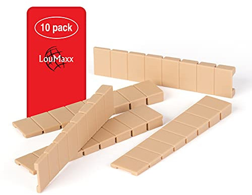 LouMaxx Möbelkeile 10er Set | Unterlegkeile 8 x 20 x 100 mm in Beige | Keile Kunststoff mit integrierten Sollbruchstellen