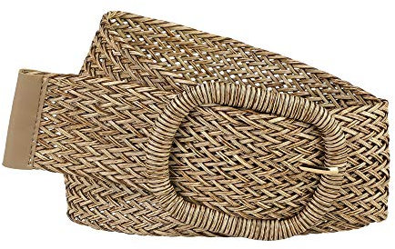 Allegra K Damen klobige Schnalle breite Taillengürtel Geflochtene gewebte Gürtel für Kleid Braun 58-84cm/22.83-33.07