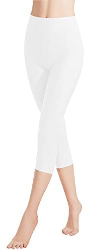 Libella 1er Pack Damen Leggings 3/4 Hose aus Baumwolle Capri-Hose mit Hohe Taille bunt Slim Fit Fitnesshose Mehrfarbig 4161 Weiß XL