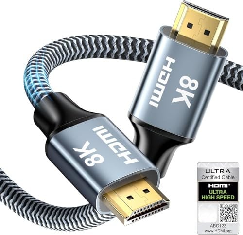 CABNEER 8K HDMI 2.1 Kabel 0,5m, HDMI Kabel Hoch Geschwindig 48Gbps 8K@60Hz 4K@120Hz 2.2/2.3 für Dolby eARC HDCP HDR, Kompatibel mit HDTV, Laptop etc