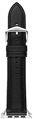Fossil Bracelet Compatible avec Apple Watch, 42/44/45 mm - 22 mm Cuir Noir, S420012