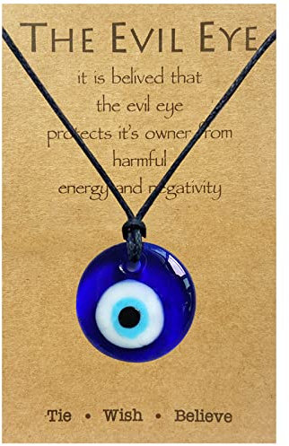 Long tiantian Evil Eye Necklace for Women Blue Turkish Leather Rope Eye Necklace Ojo Necklace Evil Eye Pendant Necklace Third Eye Lucky Protection Necklace (0.98in pendant 17.7in rope)