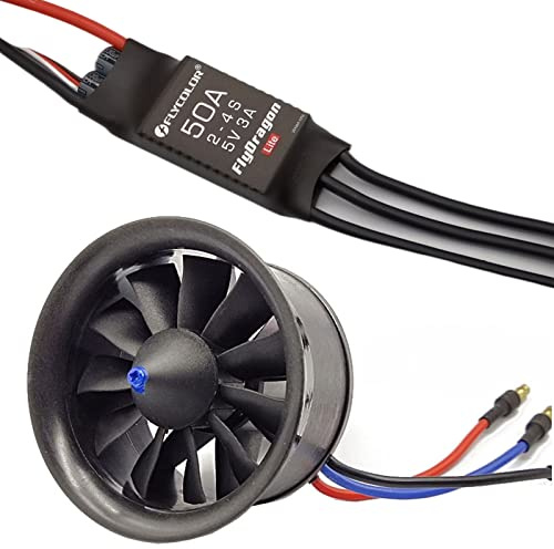 FLYCOLOR EDF 64mm 3500KV 4S RC Jet Airplane 11 Blades Ducted Fan with RC Brushless Motor with ESC 50A(2~4S) Balance Tested
