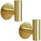 Mairhie Adhesive Towel Hooks 2 Pack Gold Heavy Duty Stainless Steel Wall Mounted Coat Hook for Towels, Robe, Hat, Sponges, Keys - Kitchen Bedroom Bathroom Door (Gold)