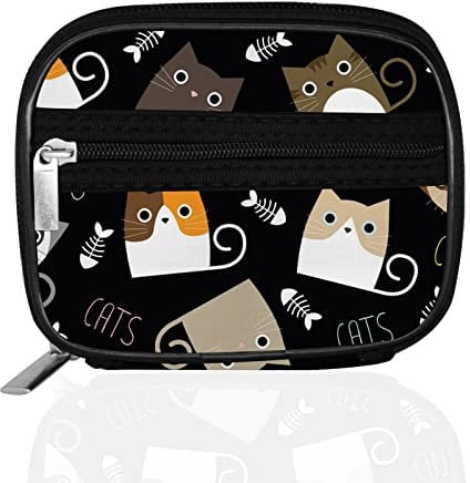 Serfeymi Tablettenbox Pillendose 7 Tage Klein Medikamentenbox Pillenbox mit Reißverschluss Stofftasche für Geldbörse,Tabletten Wochenbox zur Aufbewahrung von Medikamenten und Vitaminen – Schwarz 03