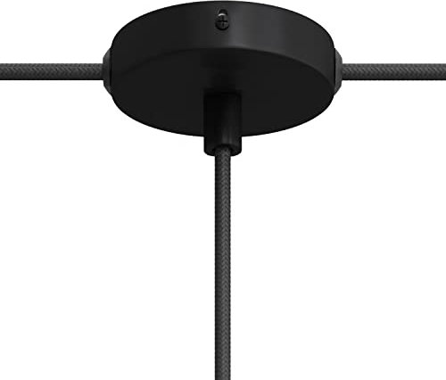 creative cables - Kit runder Mini Lampenbaldachin aus Metall mit 1 zentralen Loch und 2 Seitenlöchern - BKRM83FC2L - Zylindrisch, Schwarz