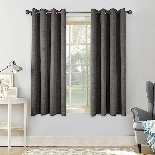 CUCRAF Vorhang 100% Blickdicht Leinen Gardinen mit Ösen Verdunklungsvorhänge Gardinen Hellgrau H175 x B140 cm 2er Set, Thermovorhang Kälteschutz Schallschutz Vorhang für Wohnzimmer Schlafzimmer