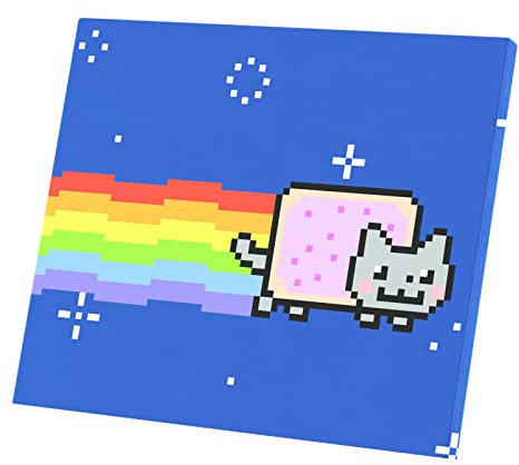 Kunstdruck auf Leinwand, Motiv: Nyan Cat (35 x 30 cm)