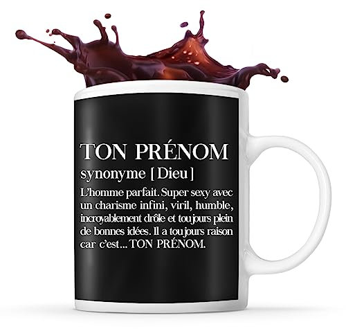 Planetee Mug prénom personnalisable Définition Dieu | Tasse personnalisée humour fun et drôle pour idée cadeau originale